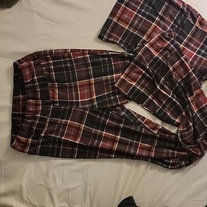 Stretchy Plaid Flare Pants